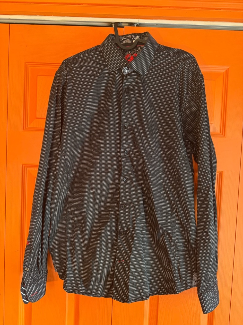 Men's Black Micro-Print Button-Up Shirt